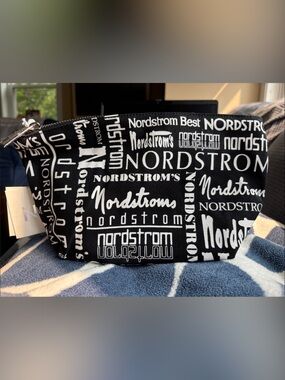 Nordstrom Black and White Logo Toiletry Bag